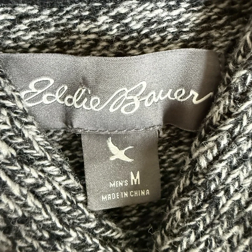 Eddie Bauer Men's Medium Gray Wool Blend Long Sleeve Sweater - Picture 4 of 7